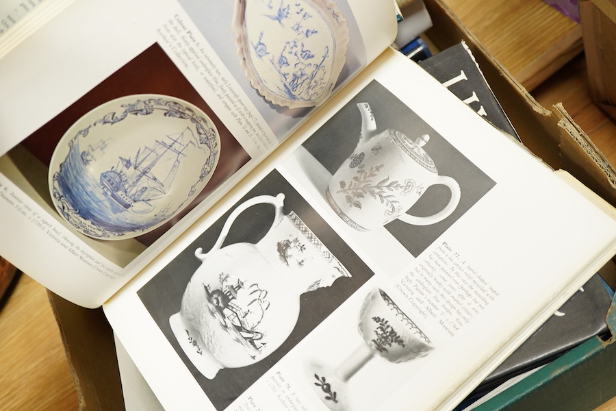 A collection of antique reference books on furniture, treen, Charles Horner, Lowestoft porcelains etc (15).